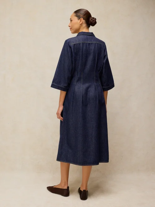 Robe plissée en denim Luna - Dk Denim - 48/R Image 4