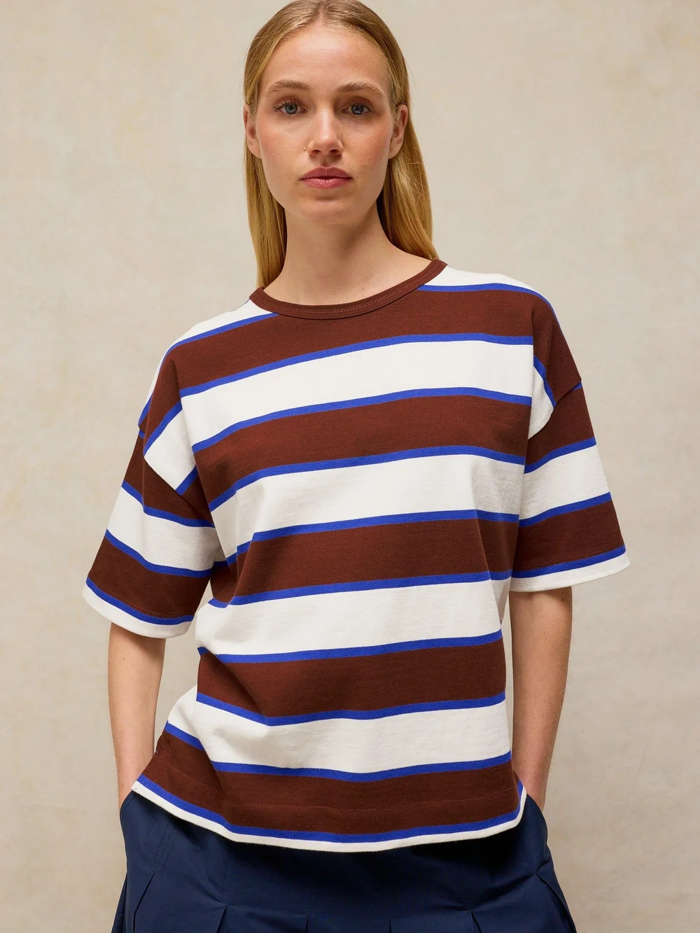 T-shirt Kat à rayures mi-lourd - Brown Mlt - 52 Image 1