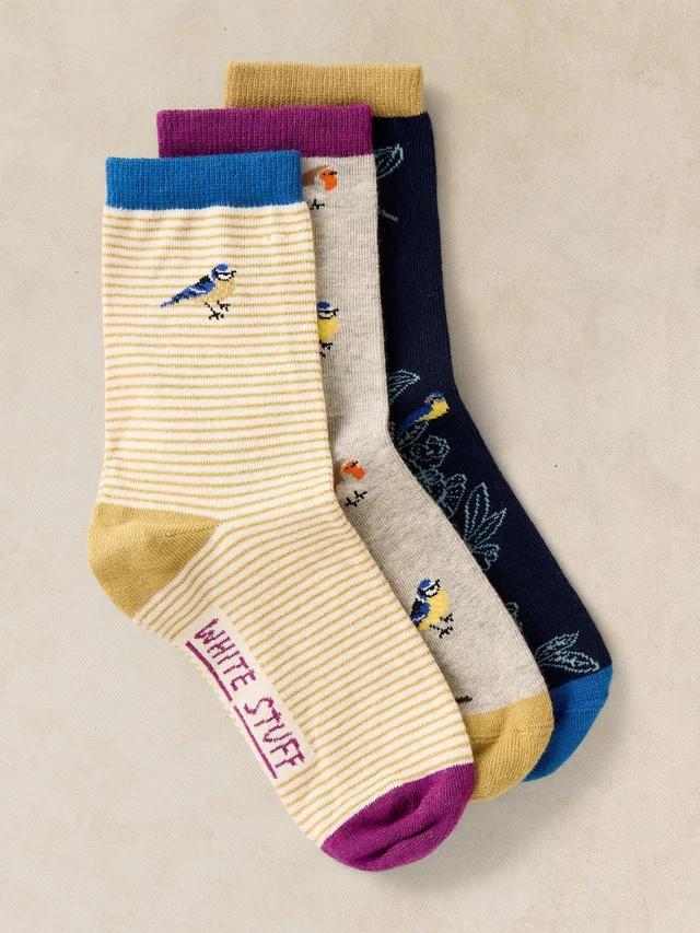 Lot de 3 Chaussettes Cheville Oiseaux de Jardin