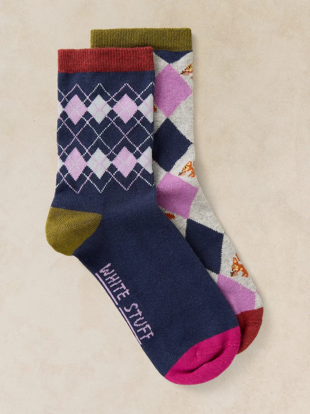 Lot de 2 Chaussettes Cheville Écureuil à Motif Argyle - Purple Mlt - 39-41 Image 1
