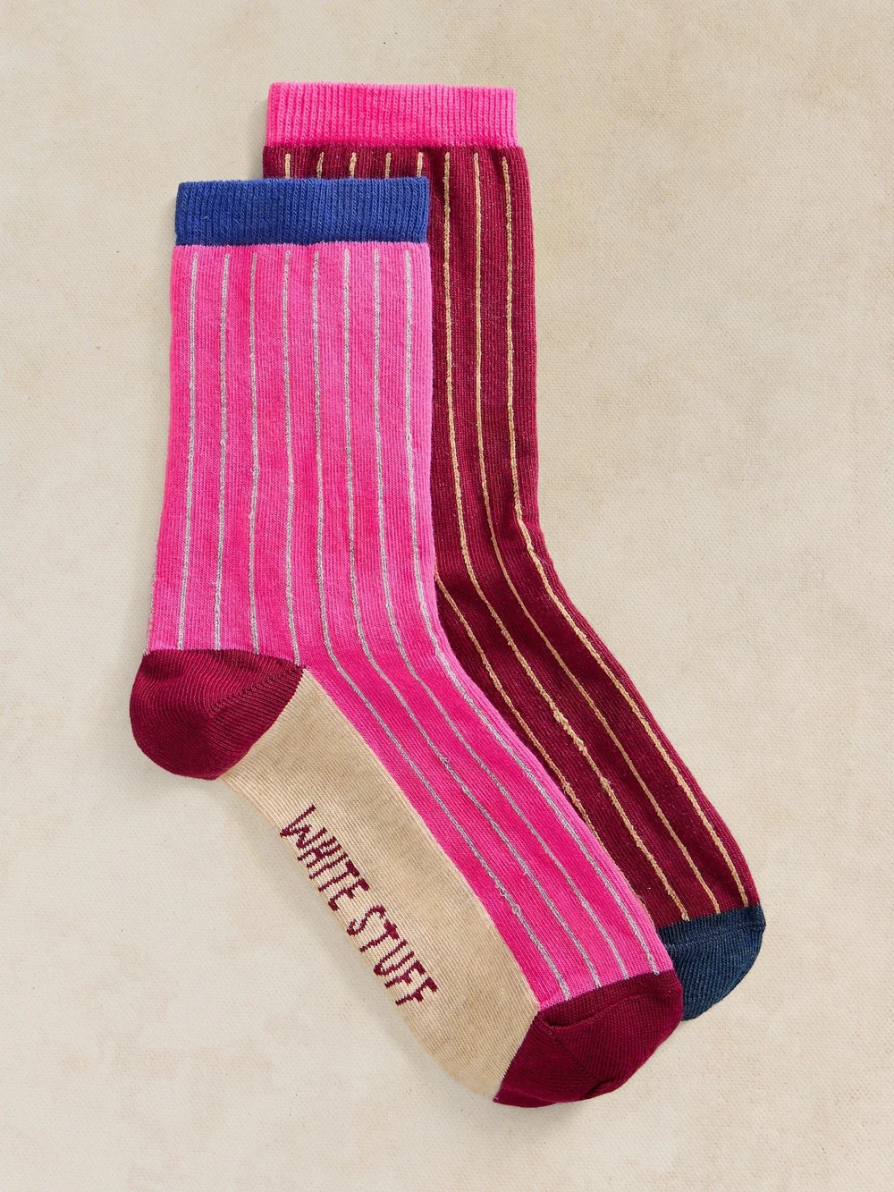 Lot de 2 Chaussettes Cheville Côtelées Bicolores - Pink Mlt - 39-41 Image 1