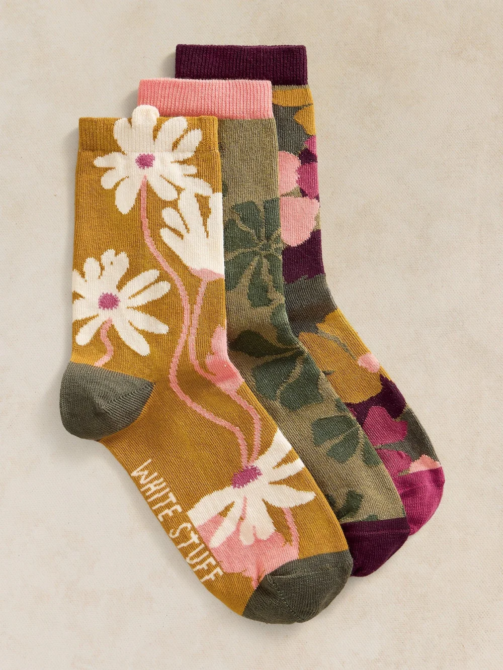 Lot de 3 paires de chaussettes chevilles texturées à fleurs - Green Mlt - 39-41 Image 1