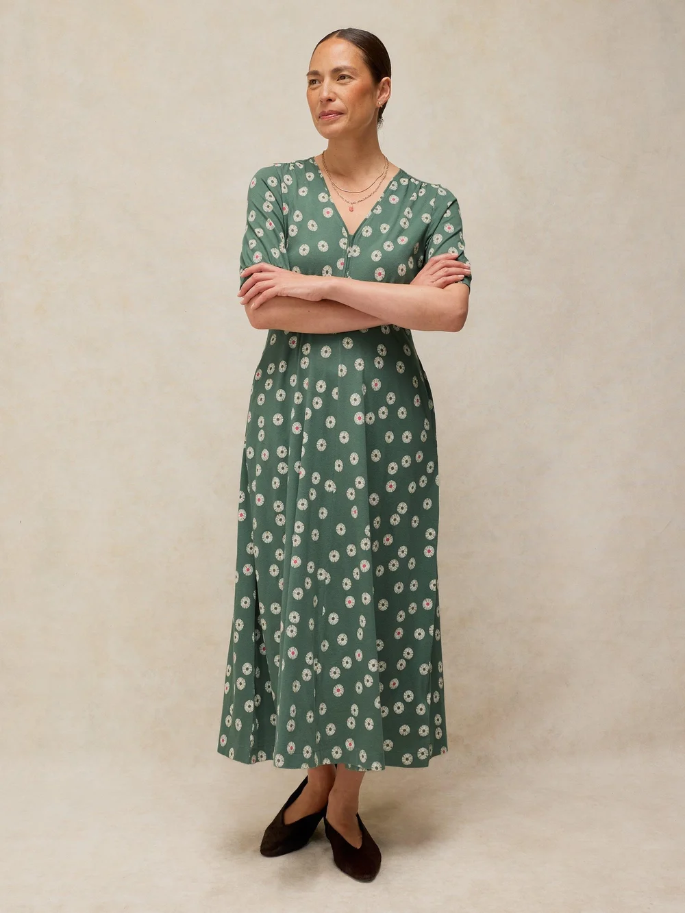 Robe Megan en jersey - Green Pr - 50/R Image 1