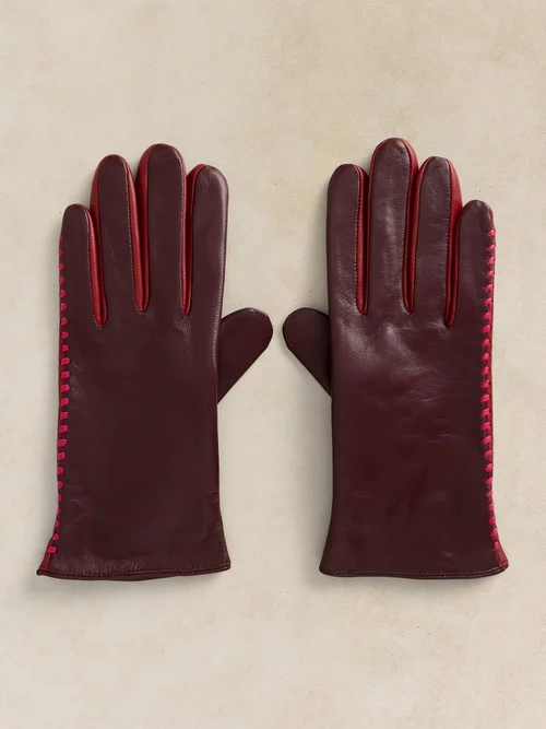 Gant en cuir Sasha - Plum Mlt - S/M Image 1