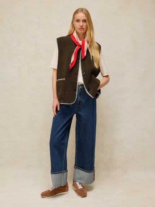 Gilet avec détail de couture Borg - Khaki Grn - XS Image 2