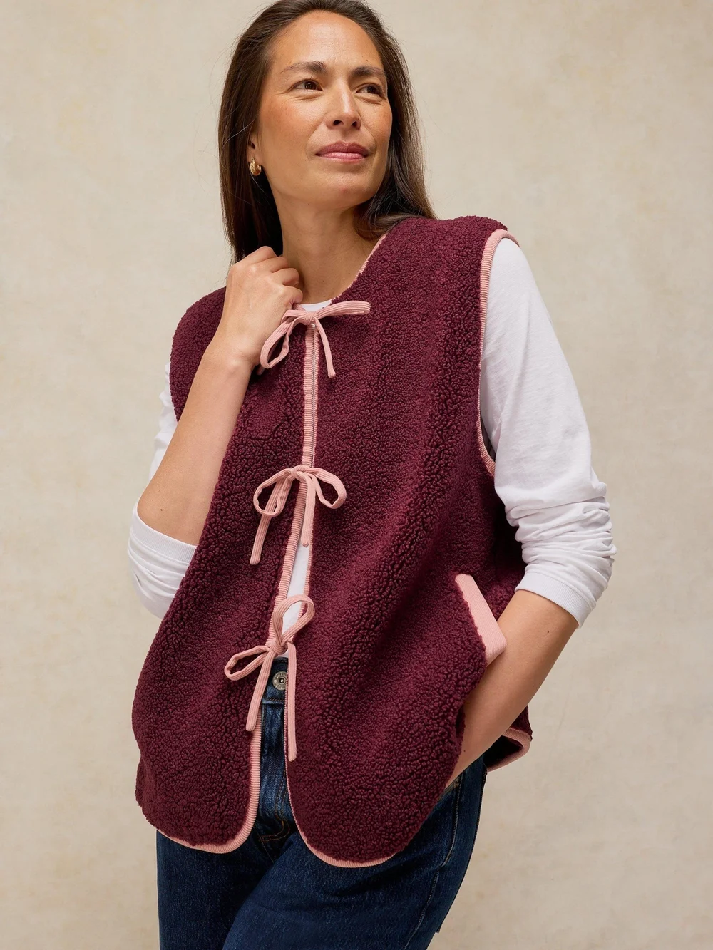 Gilet Borg noué devant - Dk Plum - XS Image 1