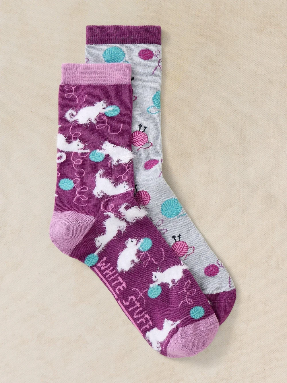 Lot de 2 Chaussettes Cheville Chat Douces - Purple Mlt - 39-41 Image 1