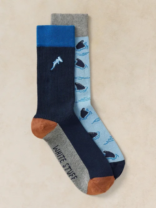 Lot de 2 Chaussettes Requin - Mid Blue - 44-46 Image 1