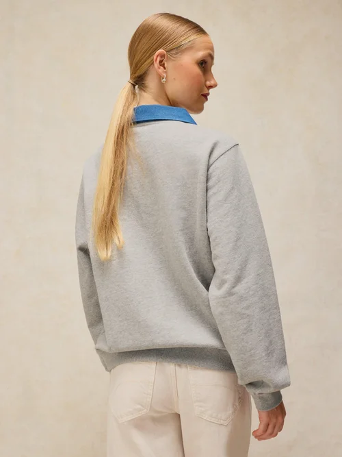 Sweat à col en denim Danni - Grey Marl - 46 Image 4