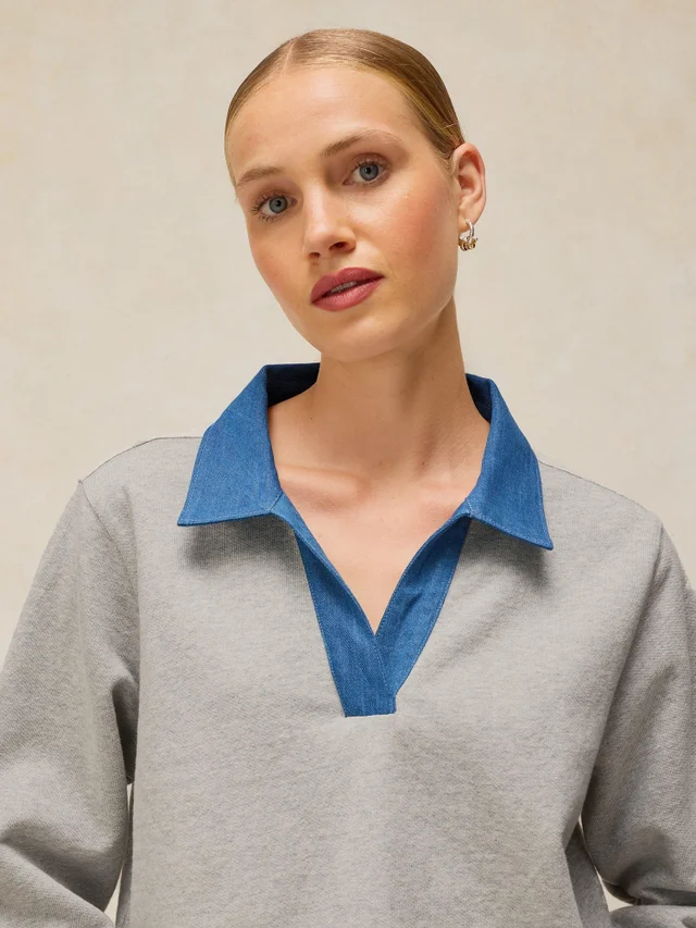Sweat à col en denim Danni