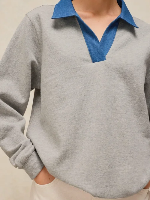 Sweat à col en denim Danni - Grey Marl - 46 Image 3