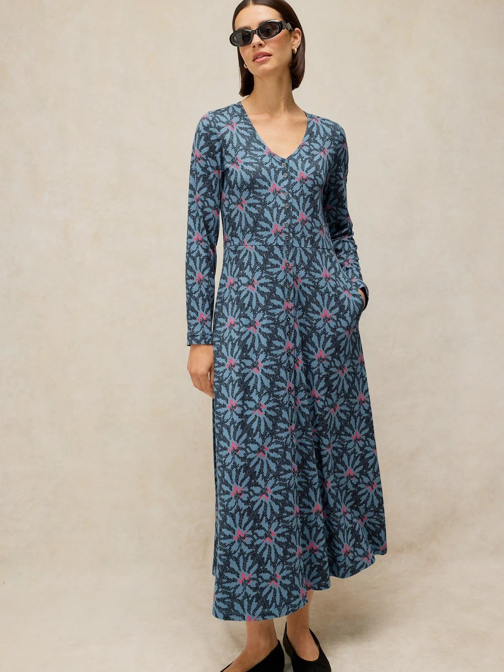 Robe Reese boutonnée devant - Blue Pr - 52/R Image 1