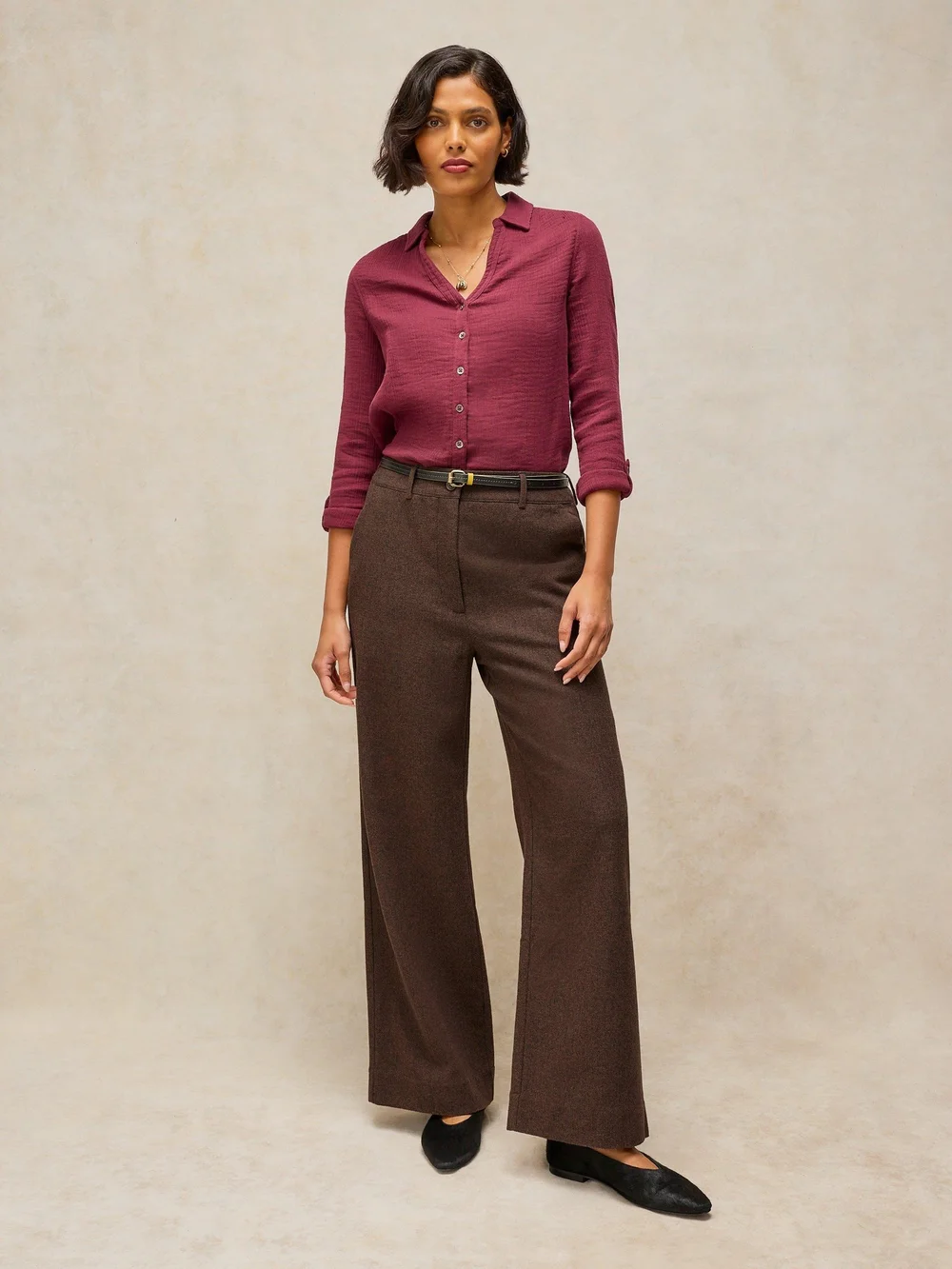 Pantalon large Belle Tweedy - Brown Mlt - 52/R Image 1