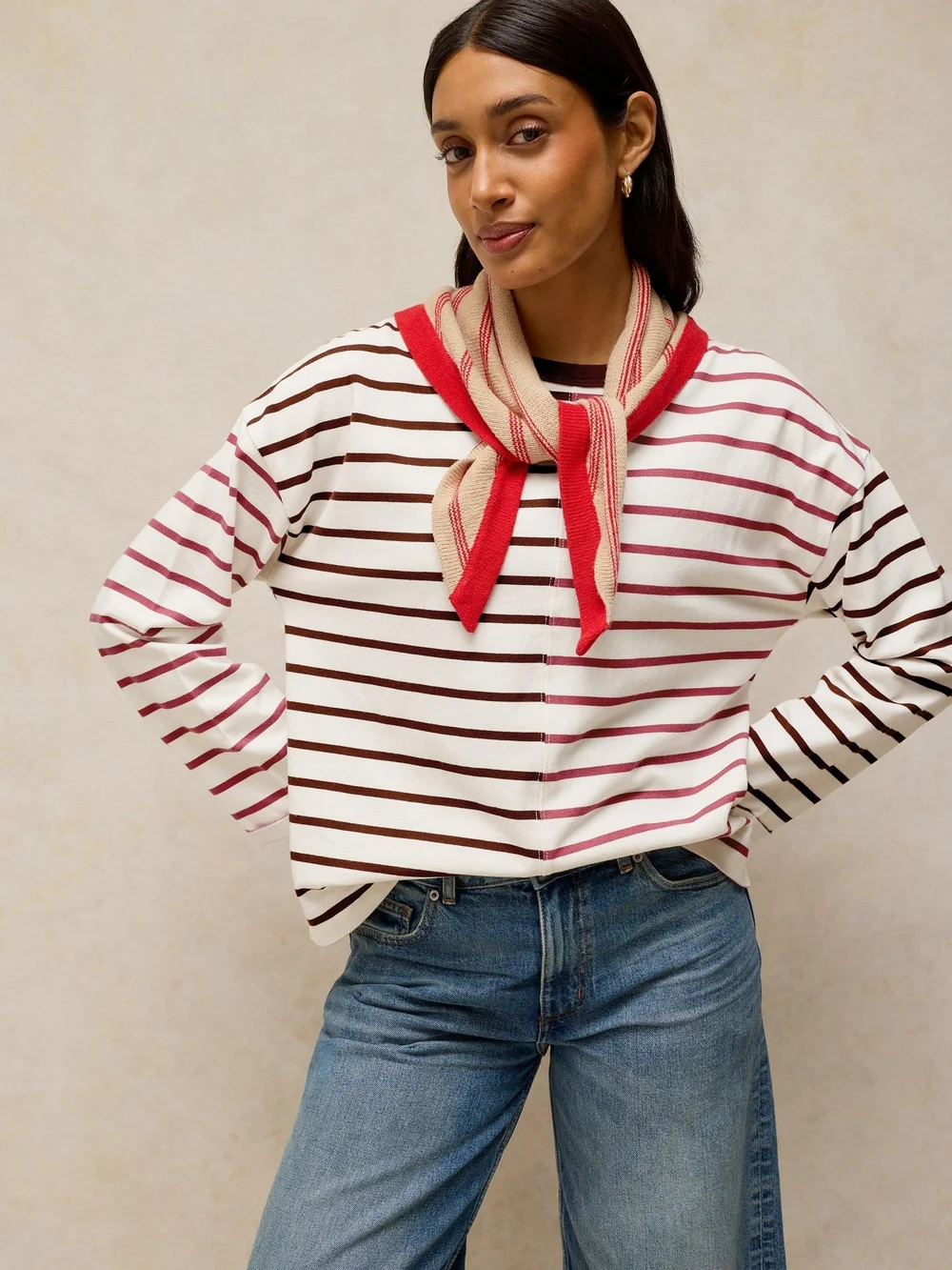 Tee-shirt à manches longues Kim Stripe - Ivory Mlt - 52 Image 1