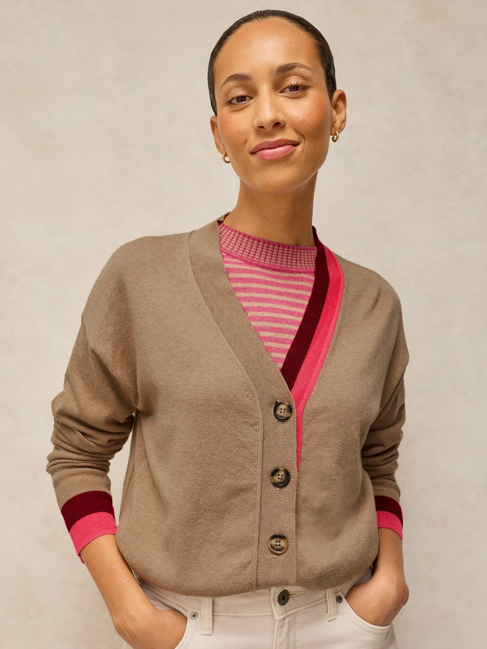 Cardigan Katie V Nk - Nat Mlt - 50 Image 1