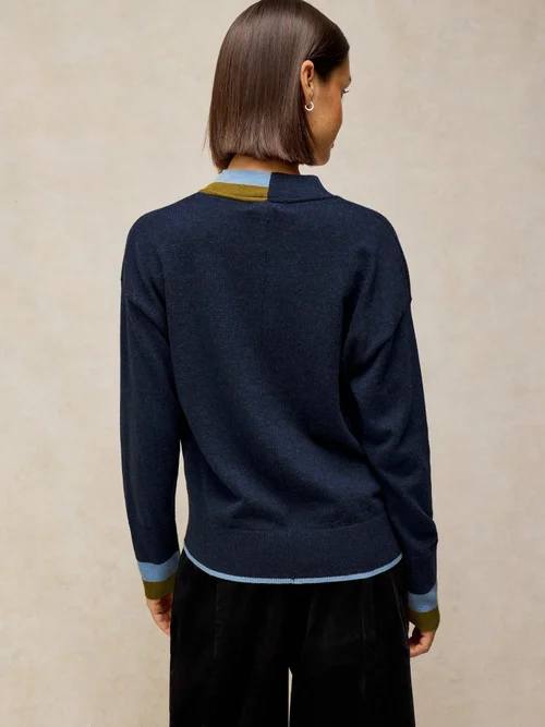 Cardigan Katie V Nk - Navy Multi - 46 Image 4