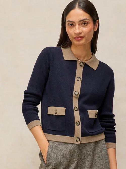 Cardigan Charlotte à col - Navy Multi - 52/R Image 3