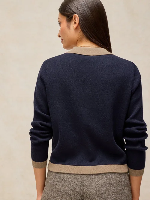 Cardigan Charlotte à col - Navy Multi - 52/R Image 4