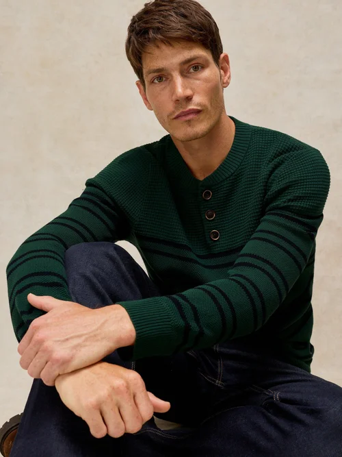 Pull Henley Attadale Rayé - Green Mlt - XS/R Image 2