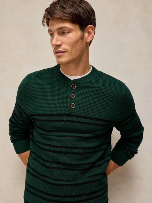Pull Henley Attadale Rayé - Green Mlt - XS/R Image 3