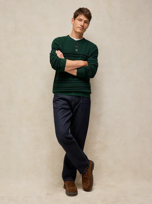 Pull Henley Attadale Rayé - Green Mlt - XS/R Image 1