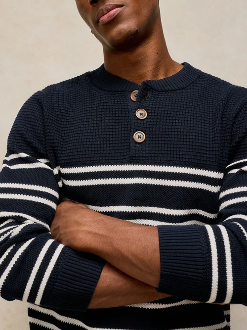 Pull Henley Attadale Rayé - Navy Multi - XXXL/R Image 3