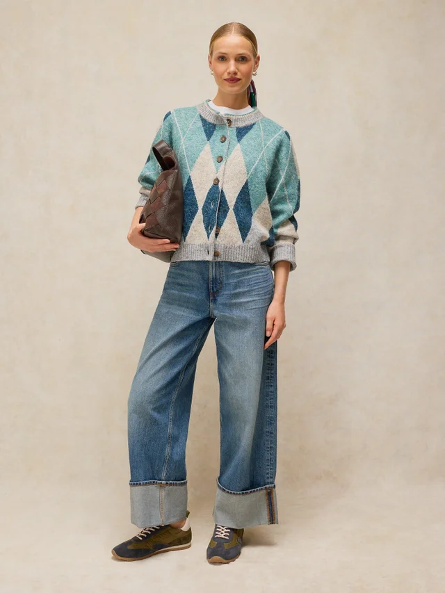 Cardigan à carreaux argyle