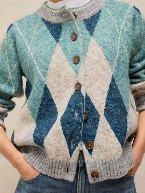 Cardigan à carreaux argyle - Blue Mlt - 52 Image 3