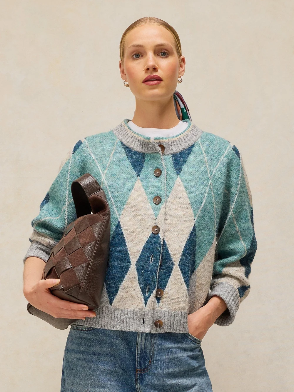 Cardigan à carreaux argyle - Blue Mlt - 52 Image 1