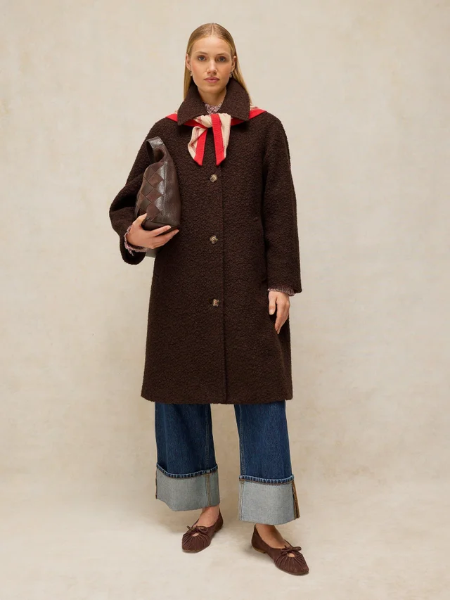 Manteau Kelsey en laine bouclée mélangée