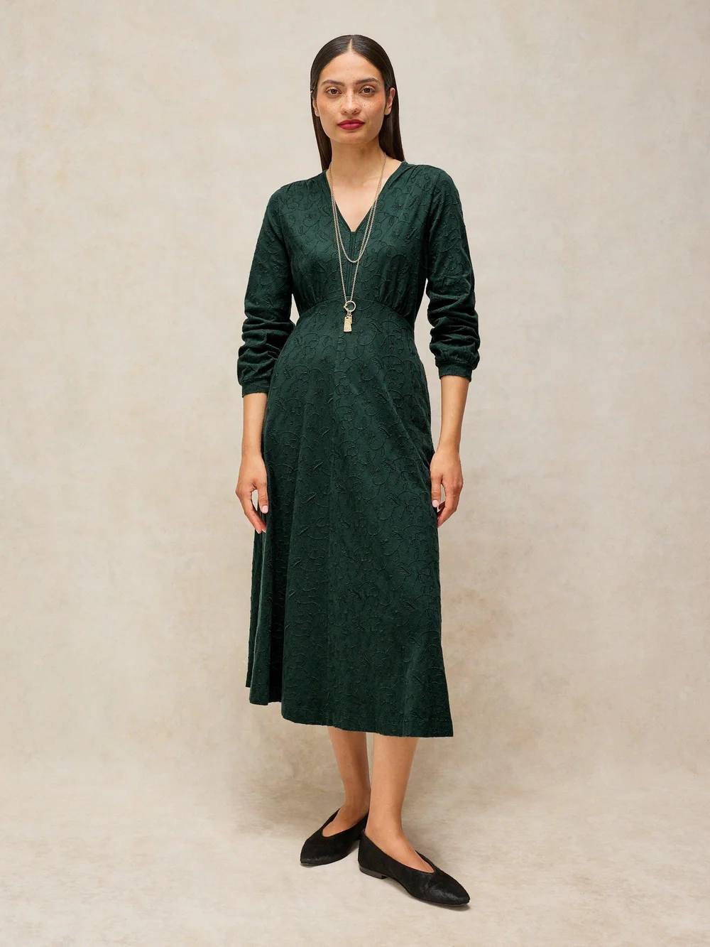 Robe en jersey brodée Megan - Dk Green - 52/R Image 1