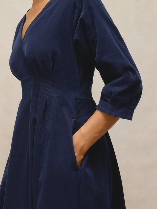 Robe Kate en velours côtelé - Dark Navy - 48/R Image 3