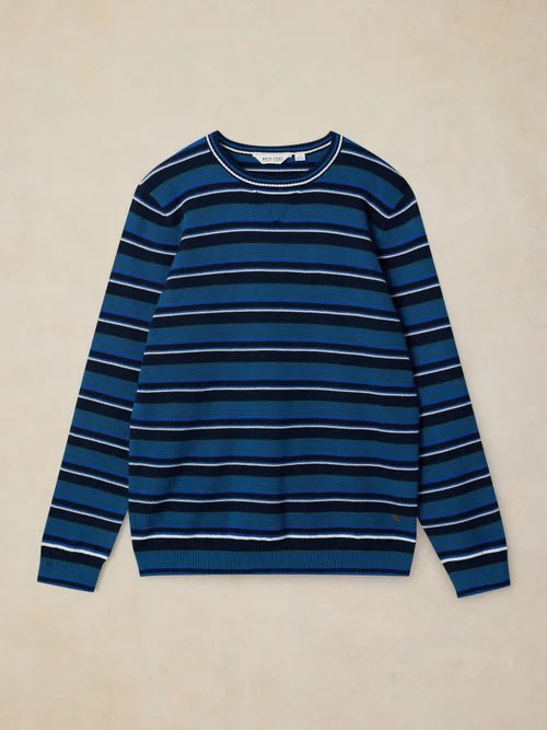 Pull rayé Attadale à col rond - Blue Mlt - XXL/R Image 1