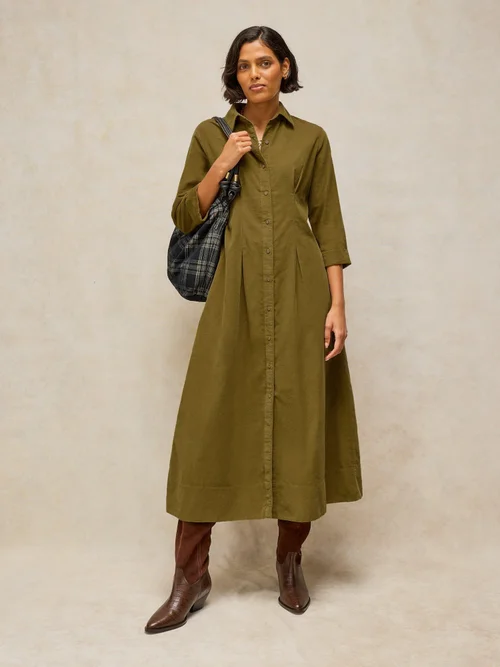 Robe plissée Ellie Cord - Khaki Grn - 52/R Image 1