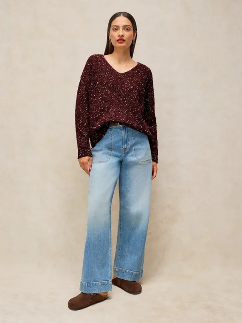 Pull texturé col en V - Dk Plum - 52 Image 2