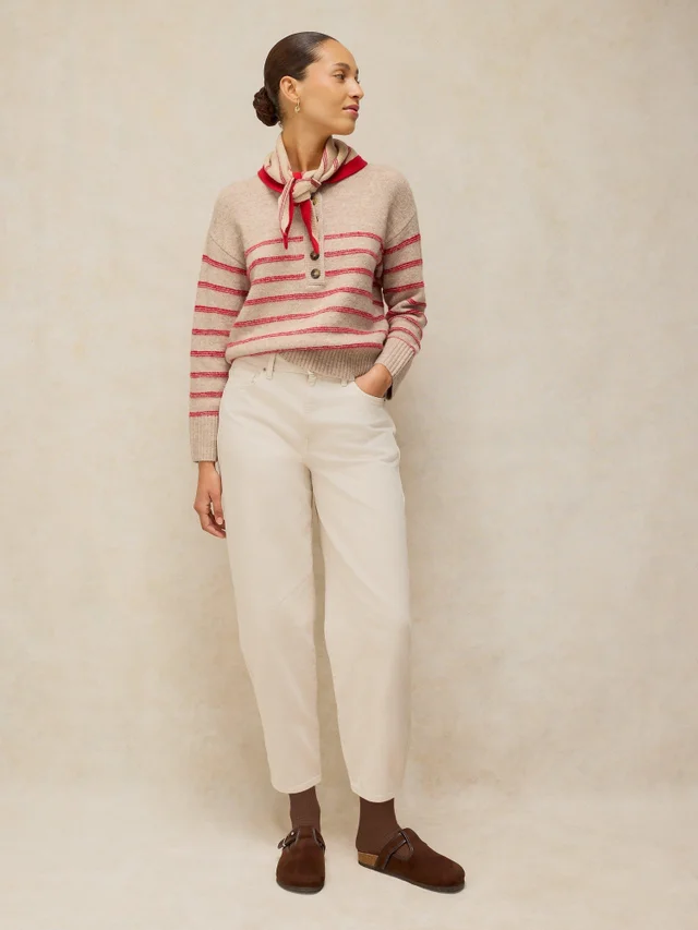 Pull Henley à Rayures