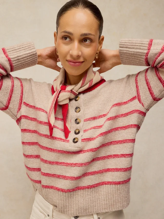 Pull Henley à Rayures