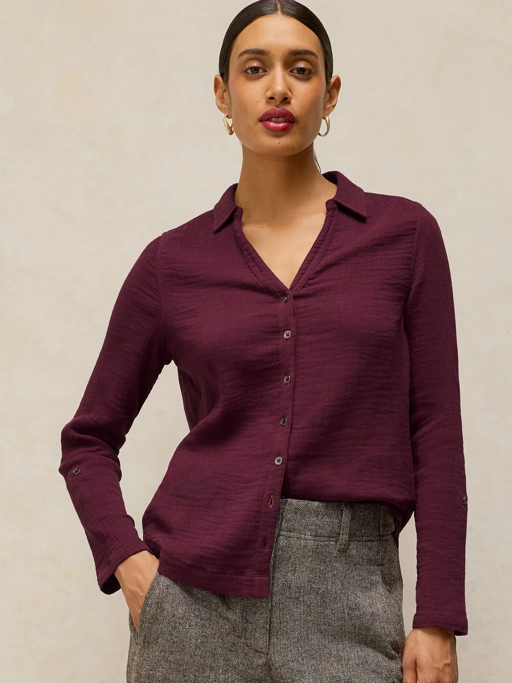 Chemise Annie en tissu double - Dk Plum - 48 Image 1