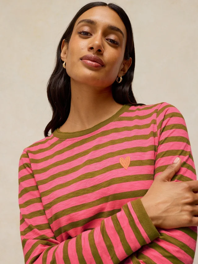 Tee-shirt Clara rayé brodé