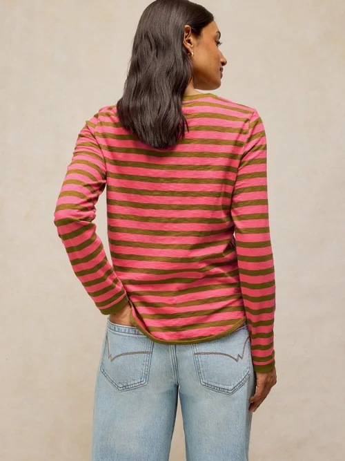 Tee-shirt Clara rayé brodé - Pink Mlt - 52 Image 4