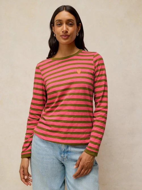 Tee-shirt Clara rayé brodé - Pink Mlt - 52 Image 3