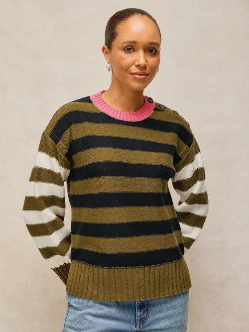 Pull en coton Bea à boutons - Green Mlt - 52 Image 1