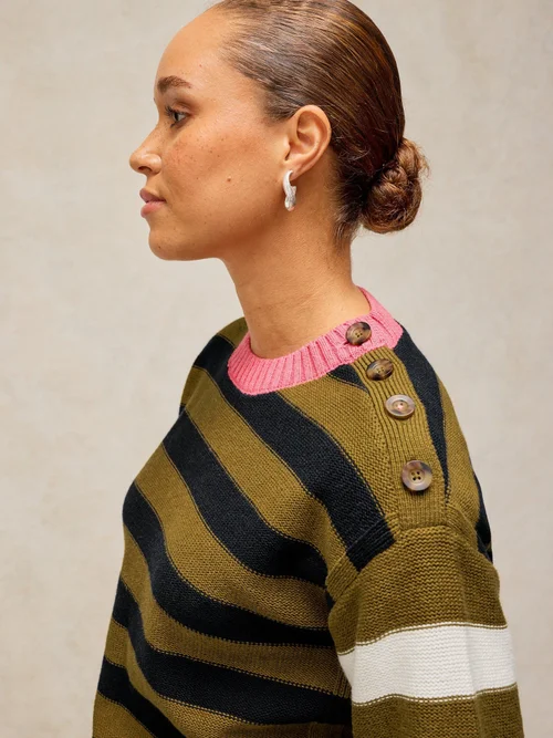 Pull en coton Bea à boutons - Green Mlt - 52 Image 3