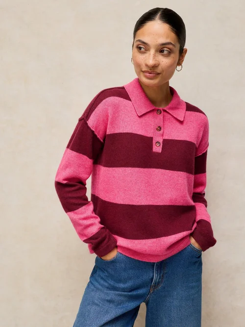 Pull Camilla à col rayé - Pink Mlt - 46 Image 3