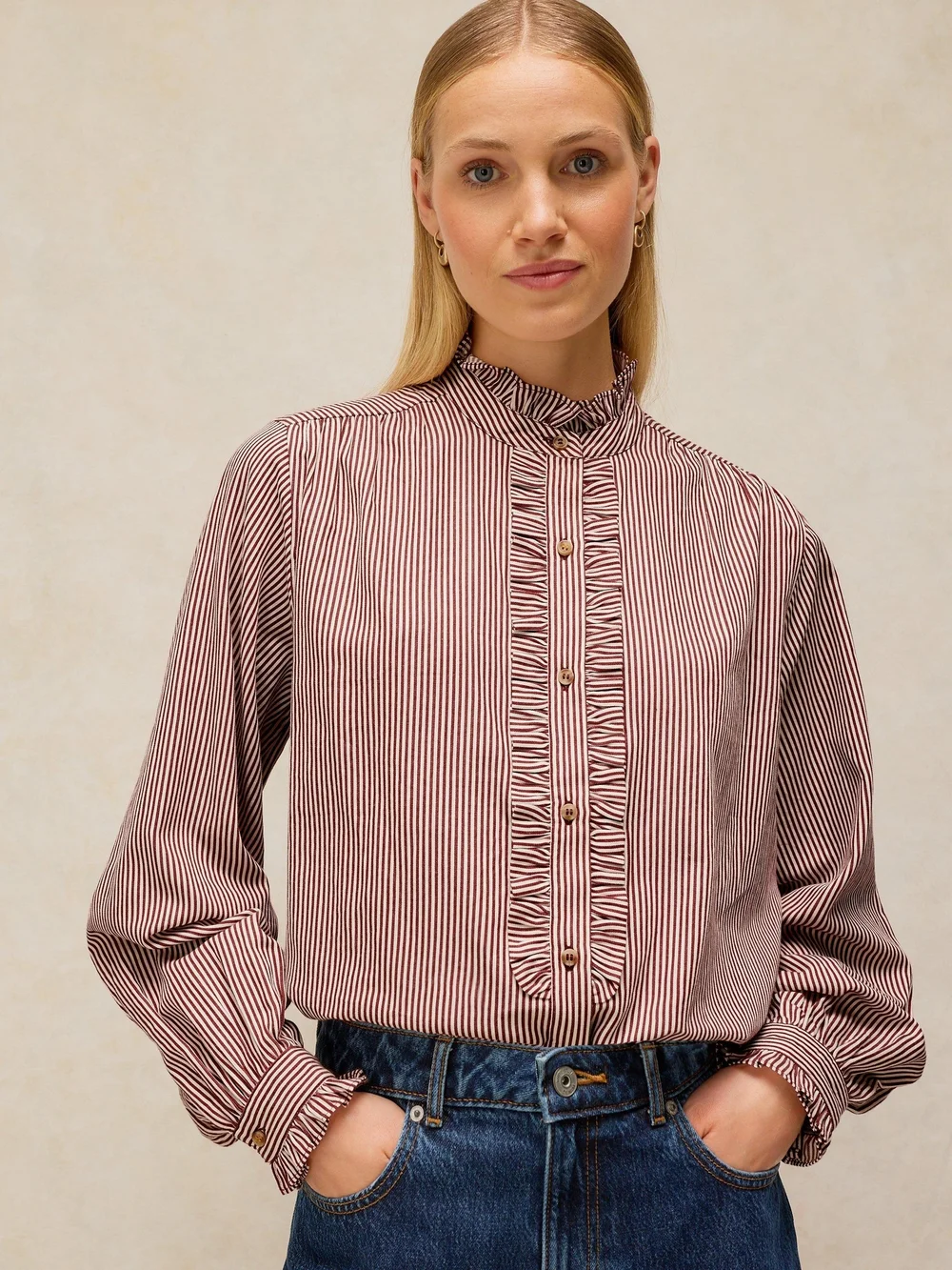 Chemise à col volanté - Brown Mlt - 52 Image 1