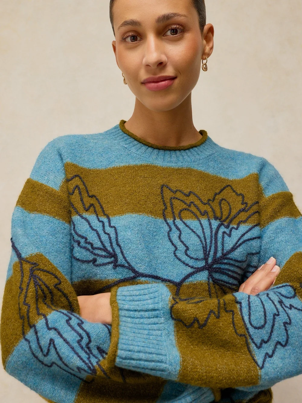 Pull Emma à rayures brodées - Blue Mlt - 52 Image 1