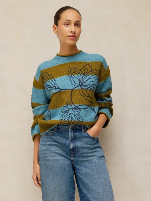Pull Emma à rayures brodées - Blue Mlt - 52 Image 3