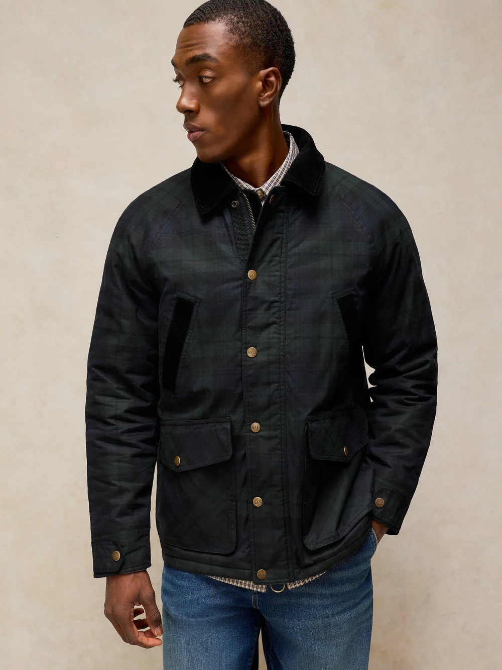 Veste cirée à carreaux Filey - Navy Multi - XXL Image 1