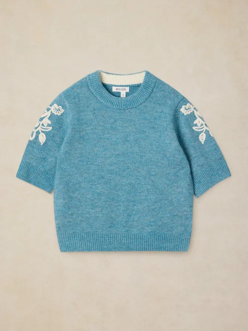 Tee-shirt en maille brodée - Lgt Blue - 50 Image 1