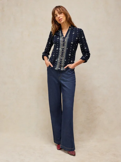 Chemise en jersey Annie - Navy Multi - 48 Image 2